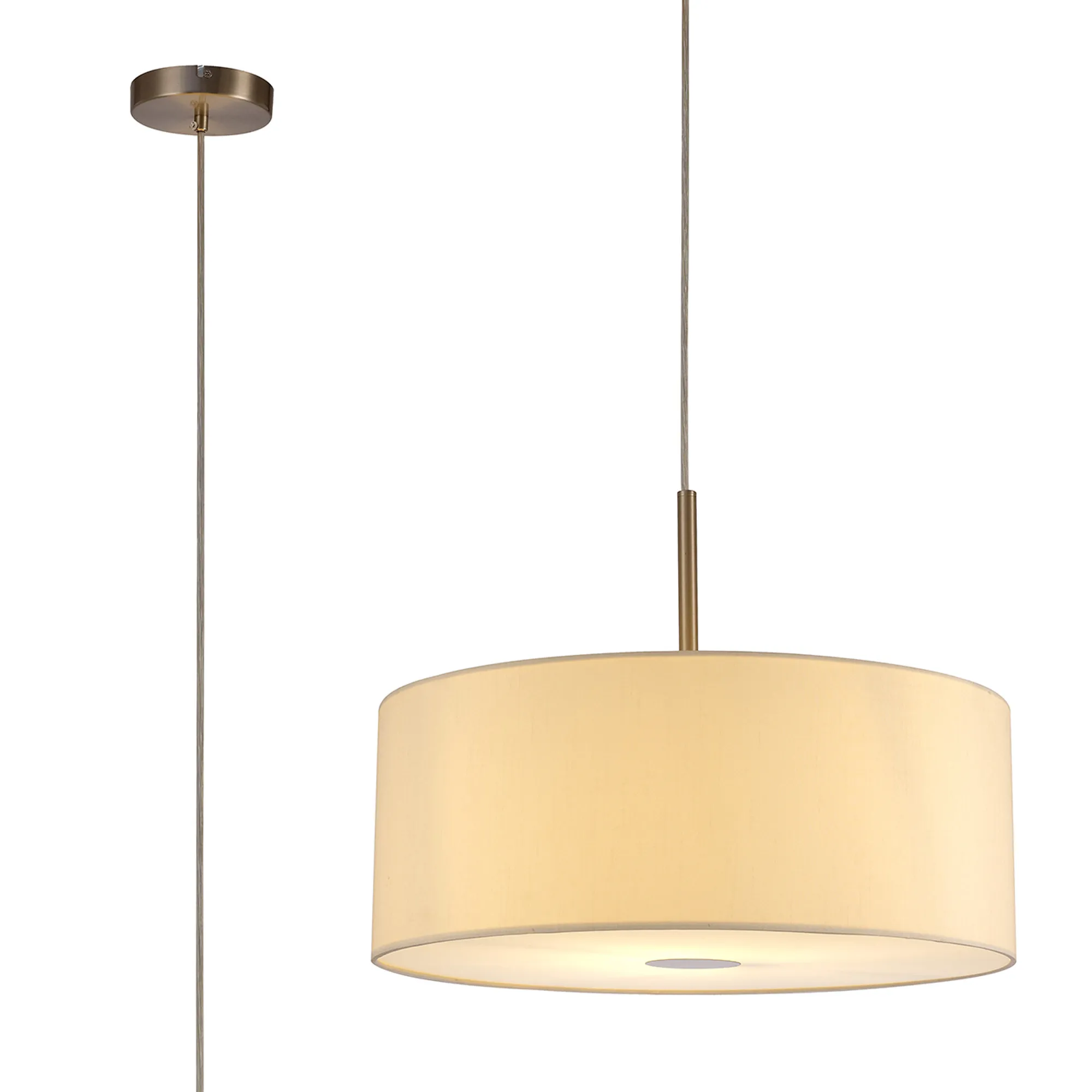 Baymont 50cm Pendant 1 Light Satin Nickel, Ivory Pearl, Frosted Diffuser